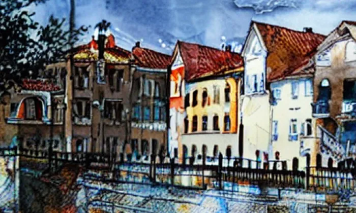 U Sovových mlýnů – akvarel