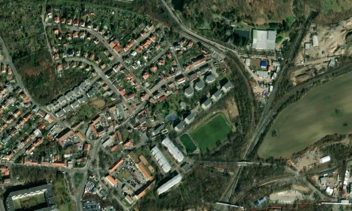 Usedlost Tomsova 11/13 - hotel Baroko – letecký pohled