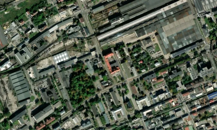 Vítkovická radnice – letecký pohled