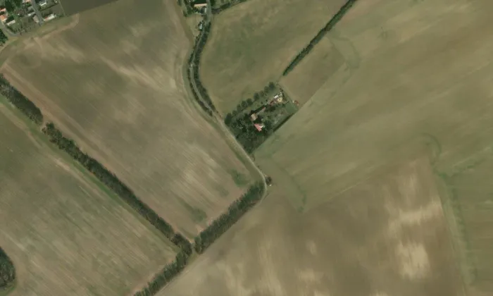 větrný mlýn (Donín) – letecký pohled