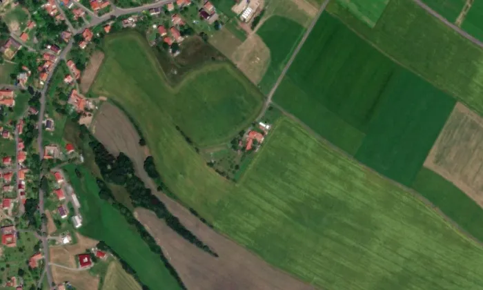 Větrný mlýn Partutovice – letecký pohled