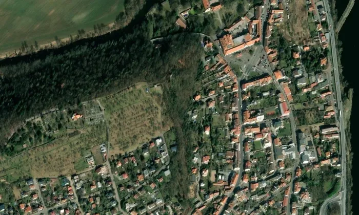 Vančurova vila – letecký pohled