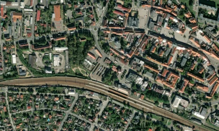 veřejná pumpa U Fitzů – letecký pohled