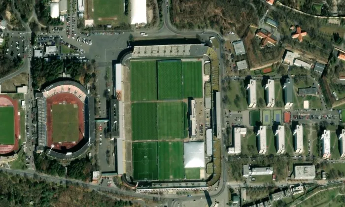 Velký strahovský stadion – letecký pohled