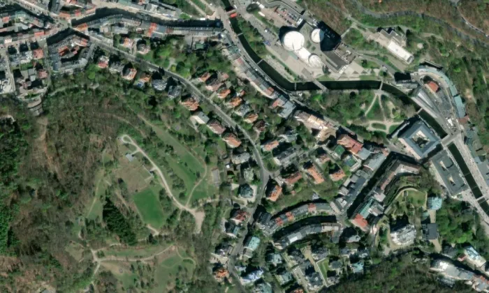 Vila Becher – letecký pohled