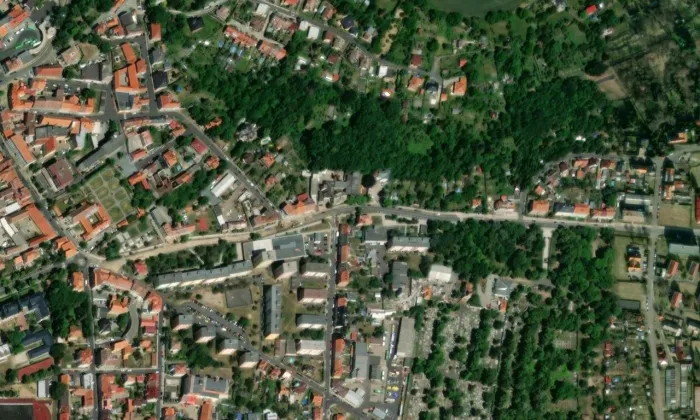 vila Flora – letecký pohled