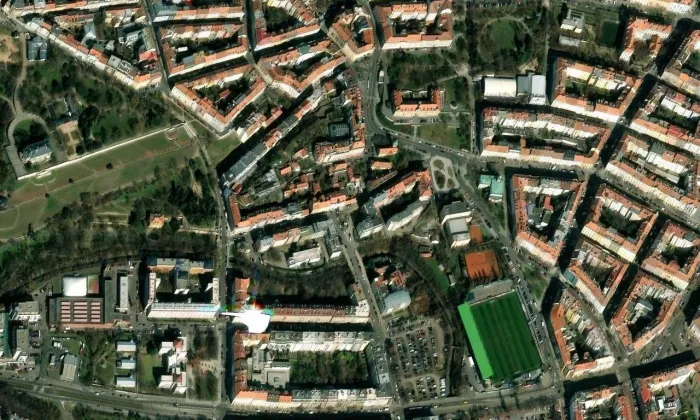 Vila Jitřenka – letecký pohled