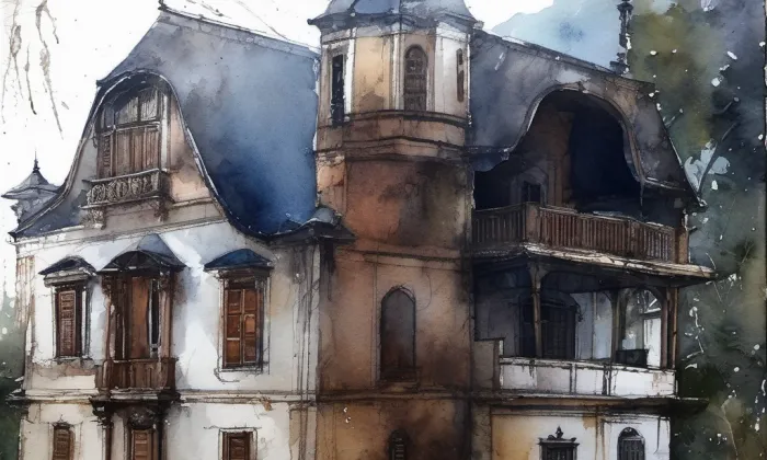 Vila na samotě Karlov – akvarel