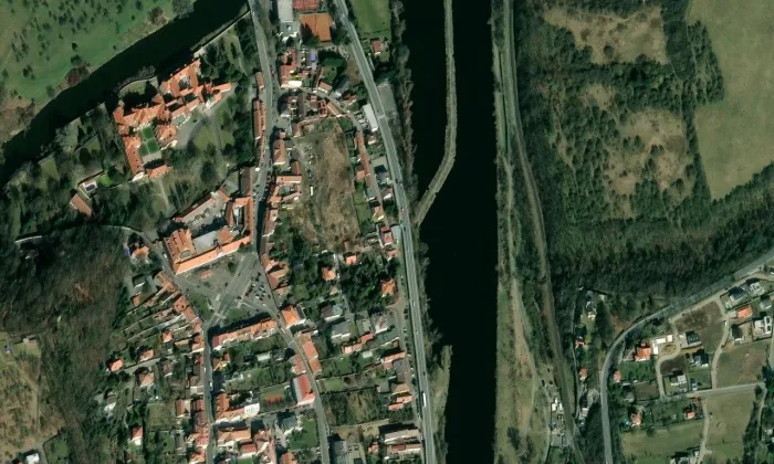 Vila Růže – letecký pohled