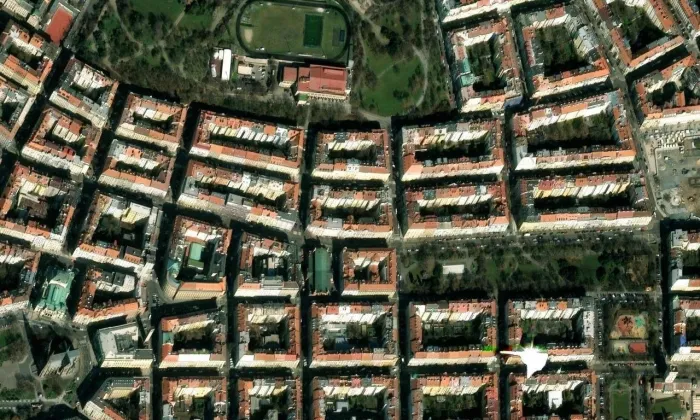 Vinohradská tržnice – letecký pohled