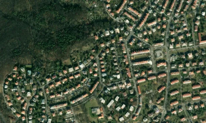 Vlastní vila Evžena Linharta – letecký pohled