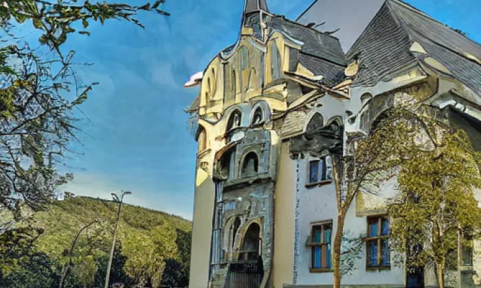 vodárenská věž v zámeckém parku Sychrov – akvarel