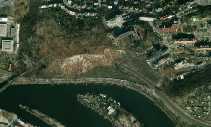 vodárna čakovického cukrovaru – letecký pohled