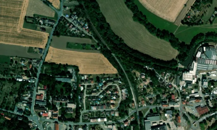 Vodárna (Cihelny) – letecký pohled