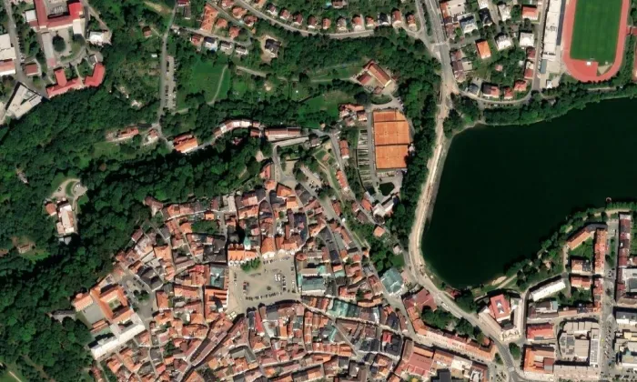 Vodárna (Tábor) – letecký pohled