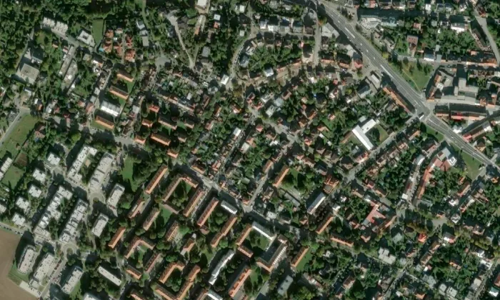Vodárna Kolín – letecký pohled