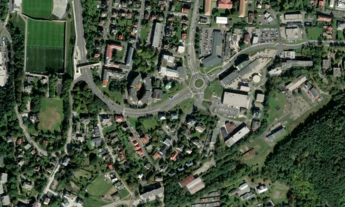 Vodárna na Hladnově – letecký pohled