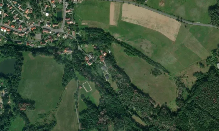 Vodní mlýn (Žumberk) – letecký pohled