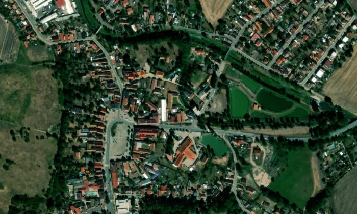 Vodní mlýn (Dašice) – letecký pohled