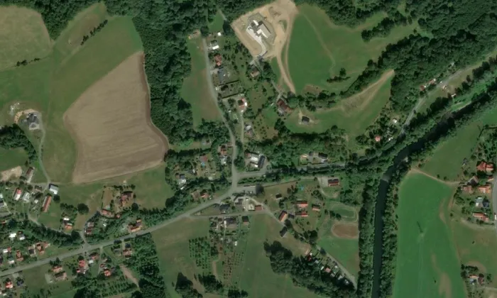 Vodní mlýn (Mikulůvka) – letecký pohled