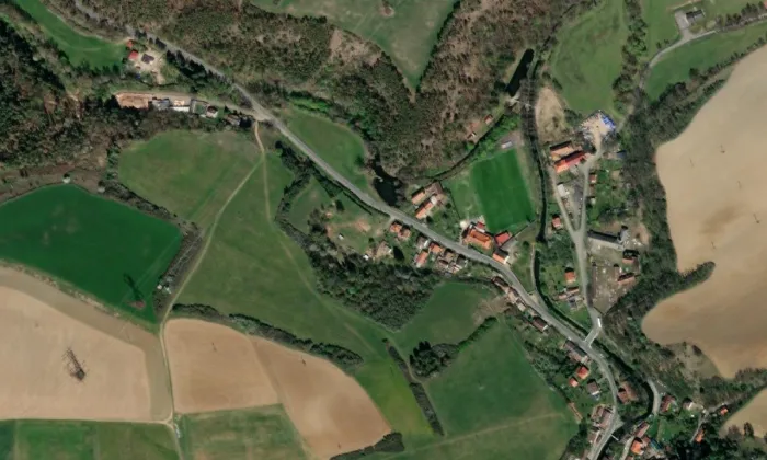 Vodní mlýn (Nový Knín) – letecký pohled