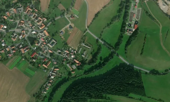 Vodní mlýn (Nové Město na Moravě) – letecký pohled