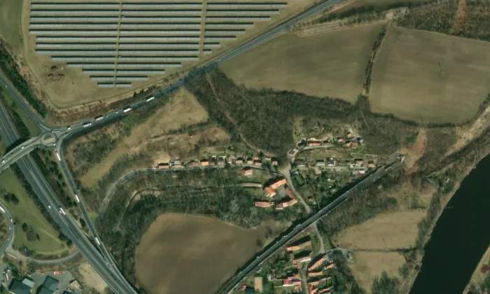 Vodní mlýn čp. 19 (Vepřek) – letecký pohled