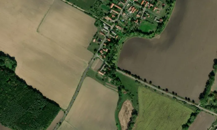Vodní mlýn (Psinice) – letecký pohled