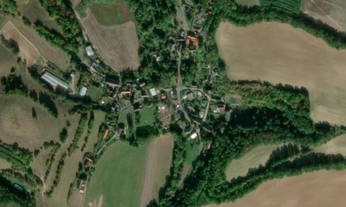 Vodní mlýn (Rochov) – letecký pohled