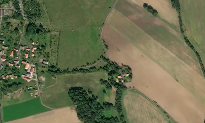 Vodní mlýn (Staňkovice) – letecký pohled