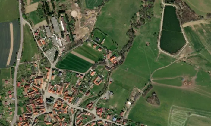 Vodní mlýn (Vitějovice) – letecký pohled