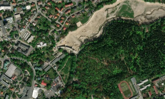 Vodní nádrž Harcov – letecký pohled
