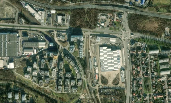 vozovna Hloubětín – letecký pohled