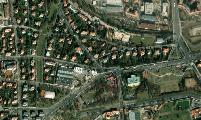 Vozovna Střešovice – letecký pohled