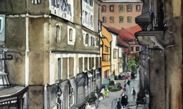 Vyšehradský hřbitov – akvarel