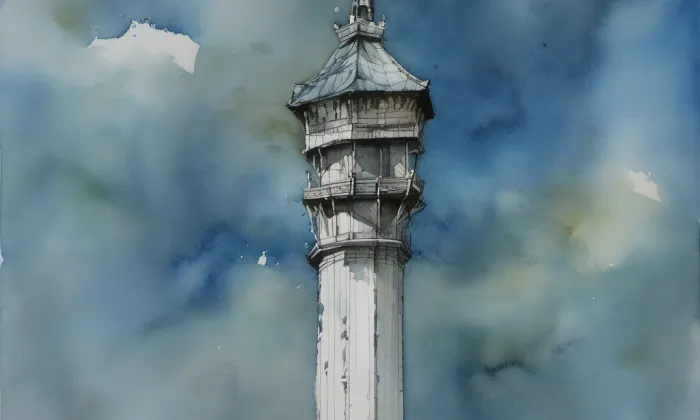 Vysílač Hády – akvarel