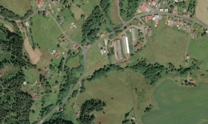 Vysoká pec v Šindelové – letecký pohled