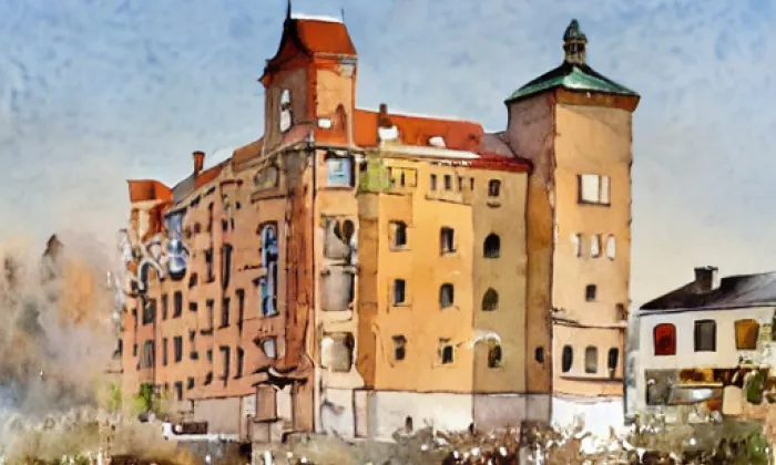 Winternitzovy mlýny – akvarel