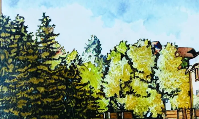 Zámecký park (Studénka) – akvarel