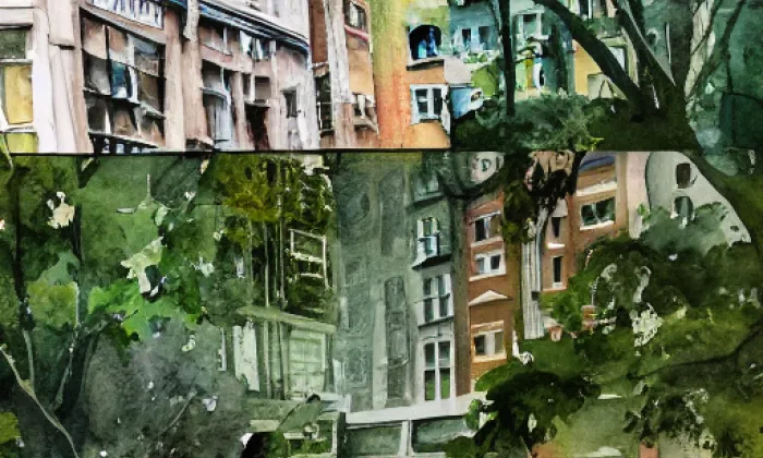 Zámecký park v Opočně – akvarel