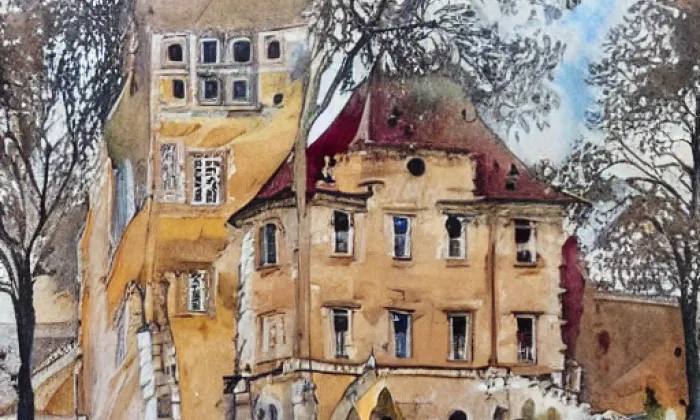 zámek Běstvina – akvarel