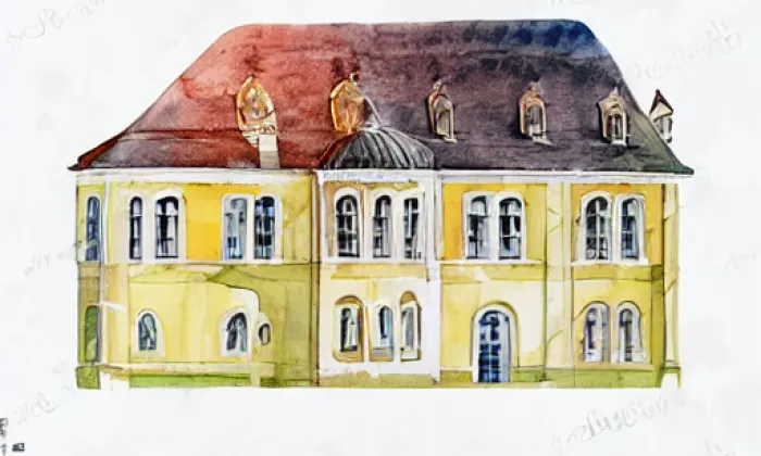 zámek Bačkov – akvarel