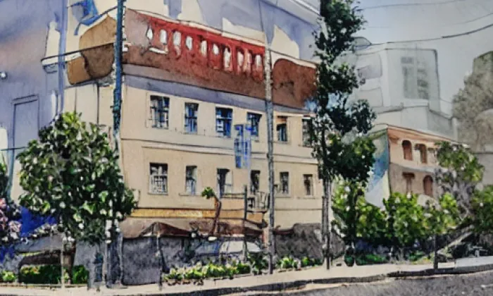Zámek Branišovice – akvarel