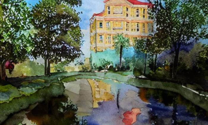Zámek Chvalkovice – akvarel