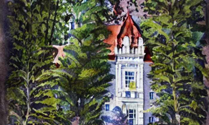 zámek Dřevíč – akvarel