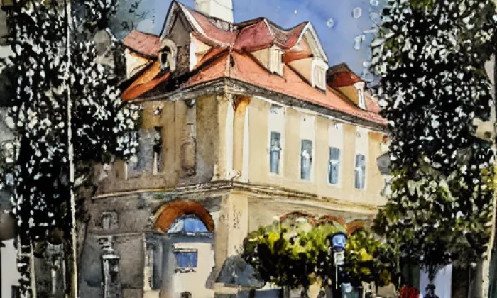zámek Hanspaulka – akvarel