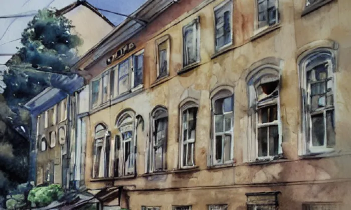 zámek Hluboš – akvarel