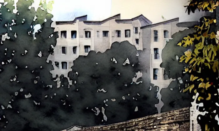 zámek Hostavice – akvarel