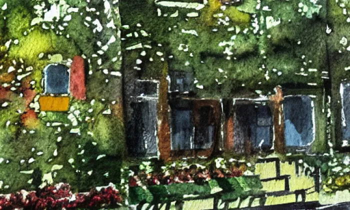 Zámek Hradiště – akvarel