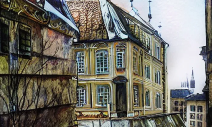 zámek Kněžice (Petrovice u Sušice) – akvarel